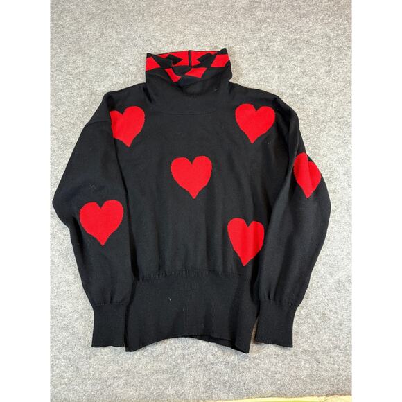 Vintage Escada by Margaretha Ley Sweater Women 34 Turtleneck Hearts AOP Pullover - Picture 1 of 6